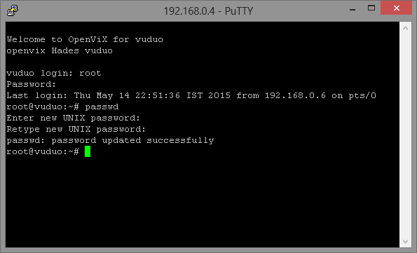Setting password on OpenVix via Telnet